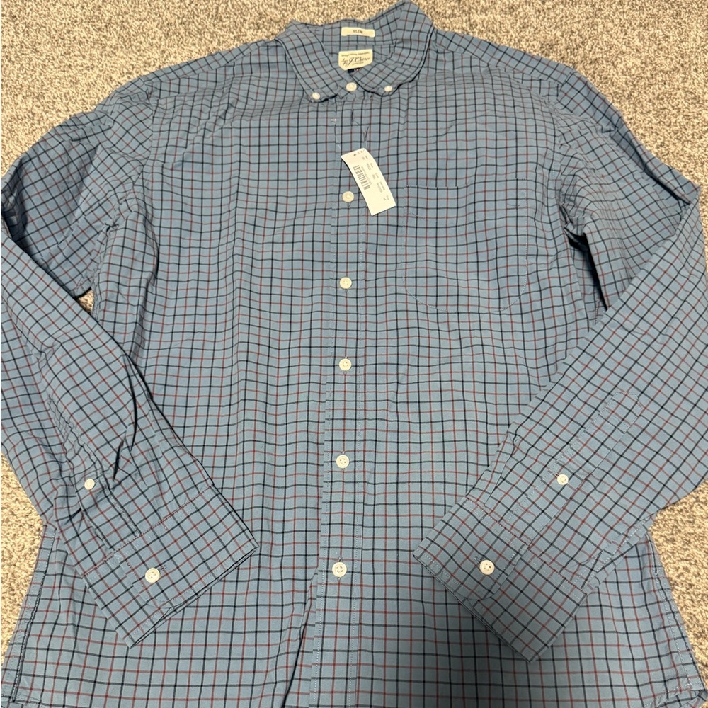 J. Crew NWT Blue/Red Checkered Long Sleeve Dress Shirt